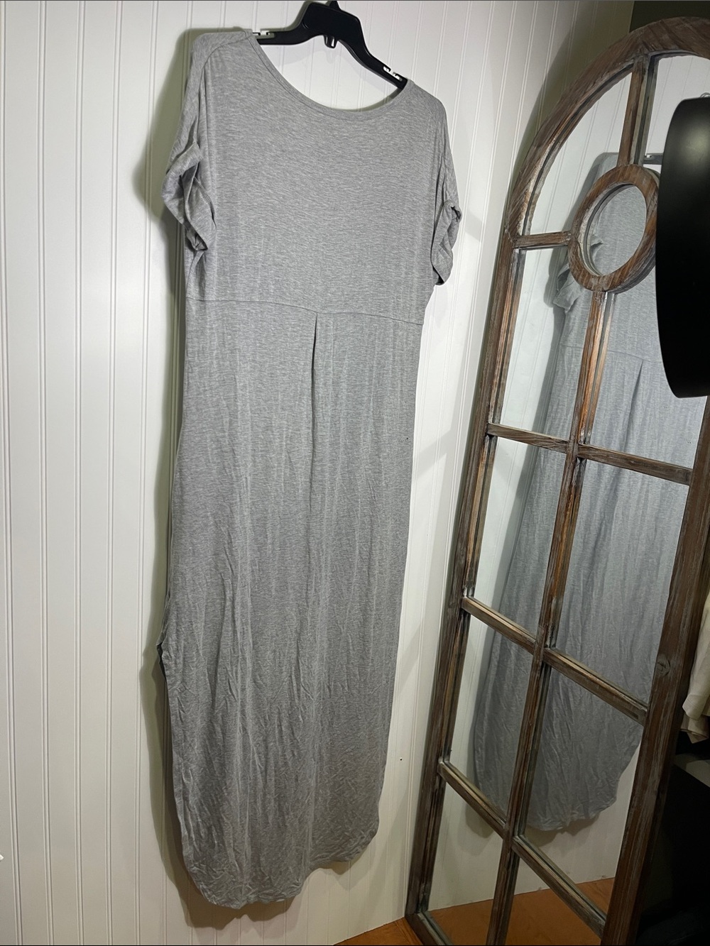 Casual Gray Short-Sleeve Maxi Dress